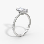 Marquise Cut - Pave Band - Classic Engagement Ring- 14 K Gold